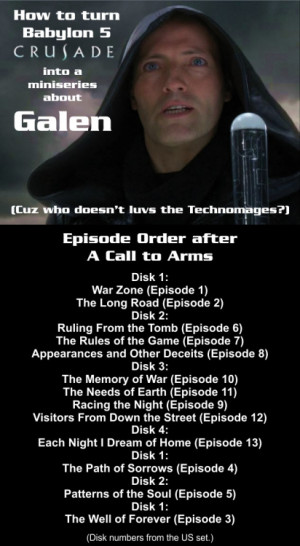 How to turn Babylon 5 Crusade into a miniseries about Galen. Because ...