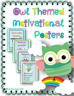 This top selling owl themed motivational poster set includes 7 fun and ...