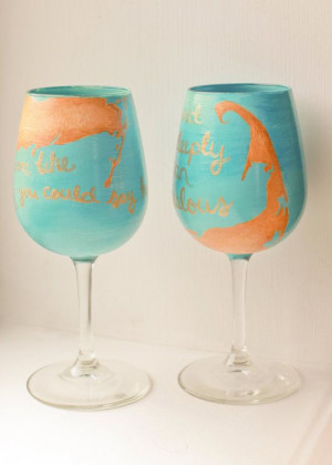 Couples Cape Cod Map Wine Glass Set: His and Hers Romantic Quotes