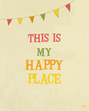 My Happy Place typography art print, happy quote, room decor, studio ...