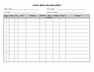 printable puppy health record sheet