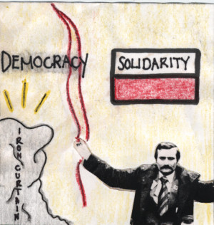 Our originalgraphic depicts Lech Walesa pulling down the Iron Curtain ...