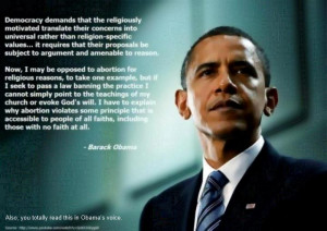 What democracy demands of religious values ~ Obama quote