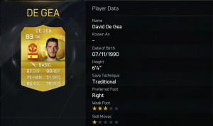 De Gea has seen his overall rating increased by 1 for FIFA 15. He ...