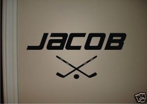 Details about HOCKEY Sticks Puck Custom Name Bedroom Wall Quote Decal