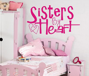Wall on Sisters By Heart Wall Art Sticker Quote Childrens Bedroom ...
