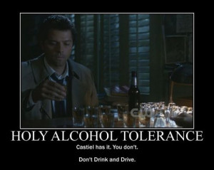 ... image include: alcohol, castiel, funny, supernatural and tolerance