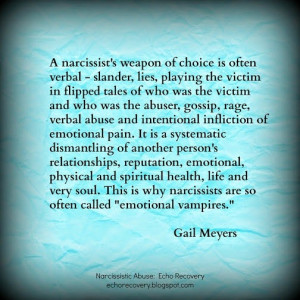 Narcissistic Mother's Smear Campaign quote by Gail Meyers