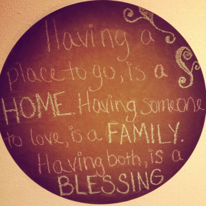 Family quote on a chalkboard wall decal.