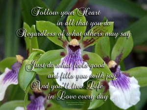 Inspirational poem and orchids.