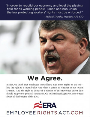 Full-Page Ad in Washington Examiner Uses Trumka’s Words Against Him