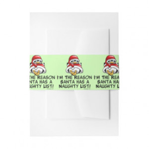 Santa Naughty List Christmas Penguin Invitation Belly Band