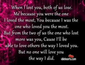 When I Lost You, Both Of Us Lose...