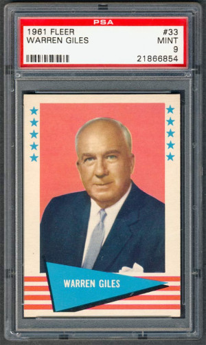 1961 Fleer Warren Giles 33 PSA 9 MINT