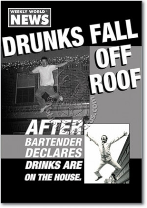 Drunks Fall Off Roof Funny Birthday Card