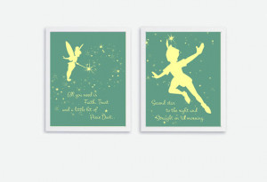 Printable Tinker Bell & Peter Pan Quote Instant Download Kids Art ...
