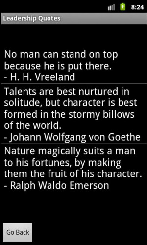 No Man Can Stand On Top Because He Is Put There ~ Leadership Quote