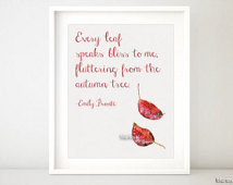 ... autumn red fallen leaves. Book quote print, fall quotes -wp008