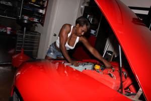Here's a pic of one of Mark's mechanics working on his car!