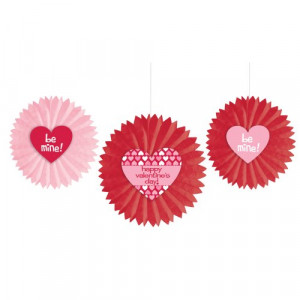 Paper Tissue Fan Hanging Decorations with Valentine's Day Phrases ...