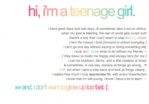 Hi, i'm a Teenage Girl.