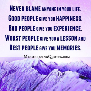 Never Blame anyone in your life