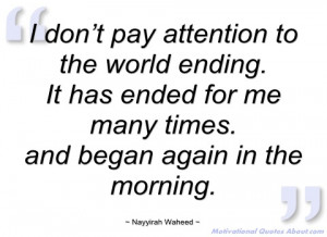 don’t pay attention to the world ending nayyirah waheed