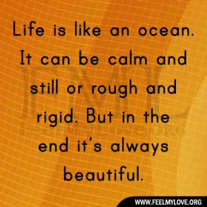 Life is like an ocean. It can be calm and still or rough and rigid ...