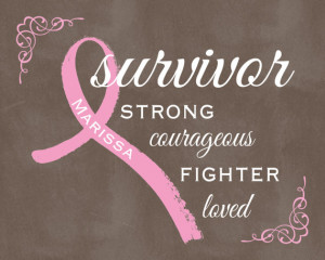 Breast Cancer Survivor Pink Ribbon Wall Art Personalized ...