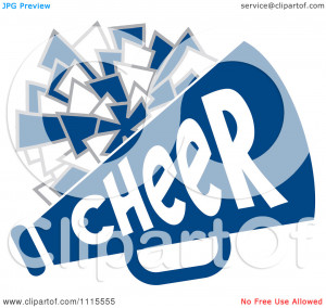 Clipart Cheerleader Pom Pom And Megaphone In Blue Tones - Royalty Free ...