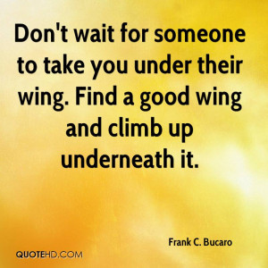 Don't wait for someone to take you under their wing. Find a good wing ...