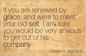 If You Are Renewed By Grace, And Were To Meet Your Old Self, I Am Sure ...
