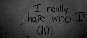 black and white, i hate myself, sad, selfhatred, text