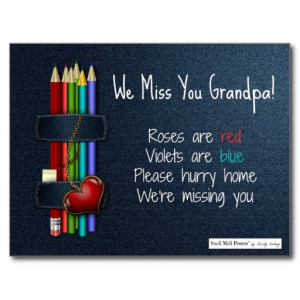 We Miss You Grandpa: Short Poem from Kids Postcard
