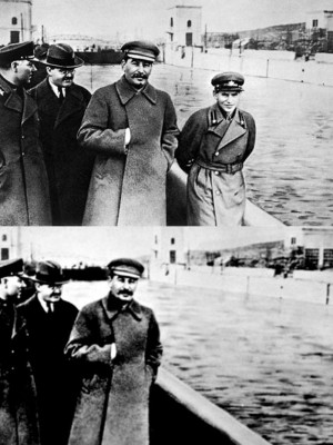 Photo of Nikolai Yezhov (Naval Commissar) and Stalin walking alongside ...