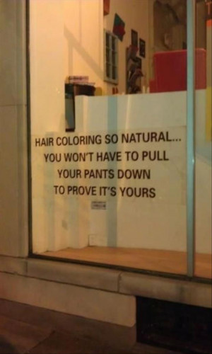 funny signs at a hair salon
