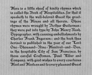 ... of Hospitalities and Record of Guests,” by Arthur Guiterman, 1910