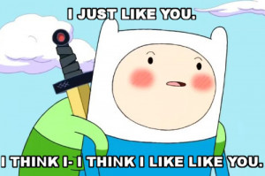 ... , art, blush, cartoon, cute, finn, gif, like, love, quote, sky, text