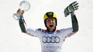 Marcel Hirscher Con La Coppetta Di Slalom Gigante A Schladming picture