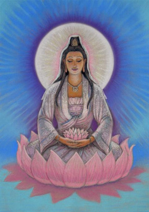 Goddess KUAN YIN female Buddha spiritual art lotus Zen Buddhist ...
