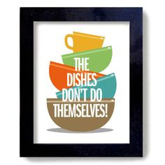 Art for Kitchen Art Print Fiestaware Washing Dishes Colorful Kitchen ...
