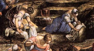 Detail from Tintoretto’s Jews in the Desert: Washer Women**