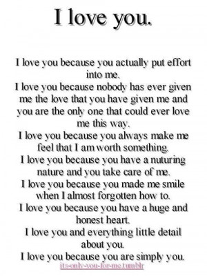 love you because you actually put effort into me love quote