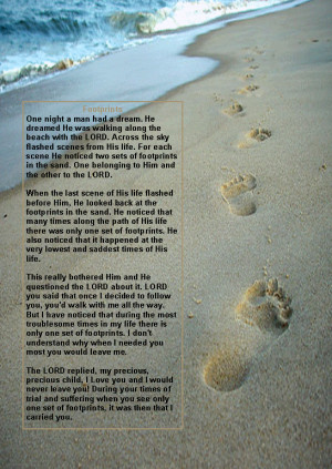 Original Poem Footprints Sand | footprints prayer image search results