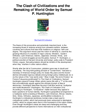 of World Order by Samuel P Huntington - The Clash Of Civilization