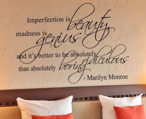 Imperfection is Beauty Marilyn Monroe Large Wall Decal Quote