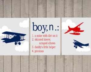 Nursery Art - Kids Wall Art - Boy - Airplane set - Airplane art - boys ...