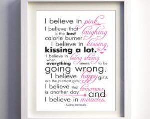 PINK by Audrey Hepburn Pink Black Room Decor Inspirational Quote Print ...
