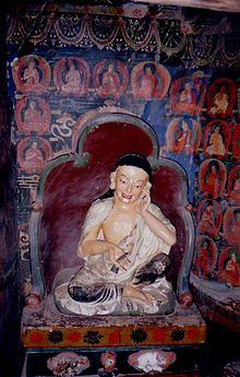 Estatua de Milarepa, Pango Chorten, Gyantse , Tibet.