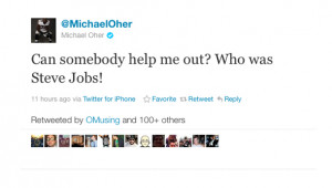michael oher tweets about steve jobs